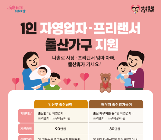 서울시, “전국 최초 1인 자영업자‧프리랜서 출산가구 지원”…11일부터 신청